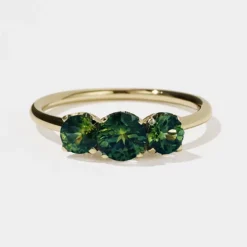 Tomfoolery Signature Green Sapphire 3 Stone Ring Outlet
