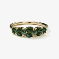 Tomfoolery Signature Green Sapphire 5 Stone Ring Clearance