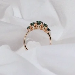 Tomfoolery Signature Green Sapphire 5 Stone Ring Clearance