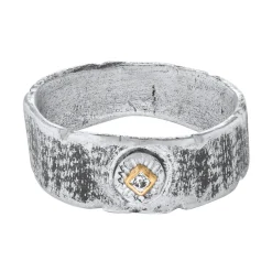 Tomfoolery Signature Wedding Band in Silver & 14ct Yellow Gold Fashion