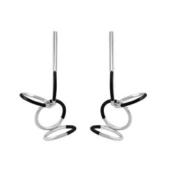 Tomfoolery Silver & Black Circle Butterfly Earrings Hot