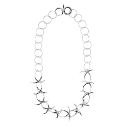 Tomfoolery Silver & Black Circle Waterfall Necklace Fashion