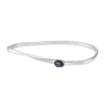 Tomfoolery Silver & Blue Topaz Asymmetric Bangle New