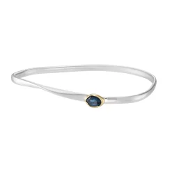 Tomfoolery Silver & Blue Topaz Asymmetric Bangle New