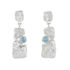Tomfoolery Silver & Blue Topaz Irregular Drop Earrings Best