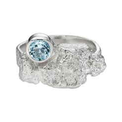Tomfoolery Silver & Blue Topaz Irregular Signet Ring Online