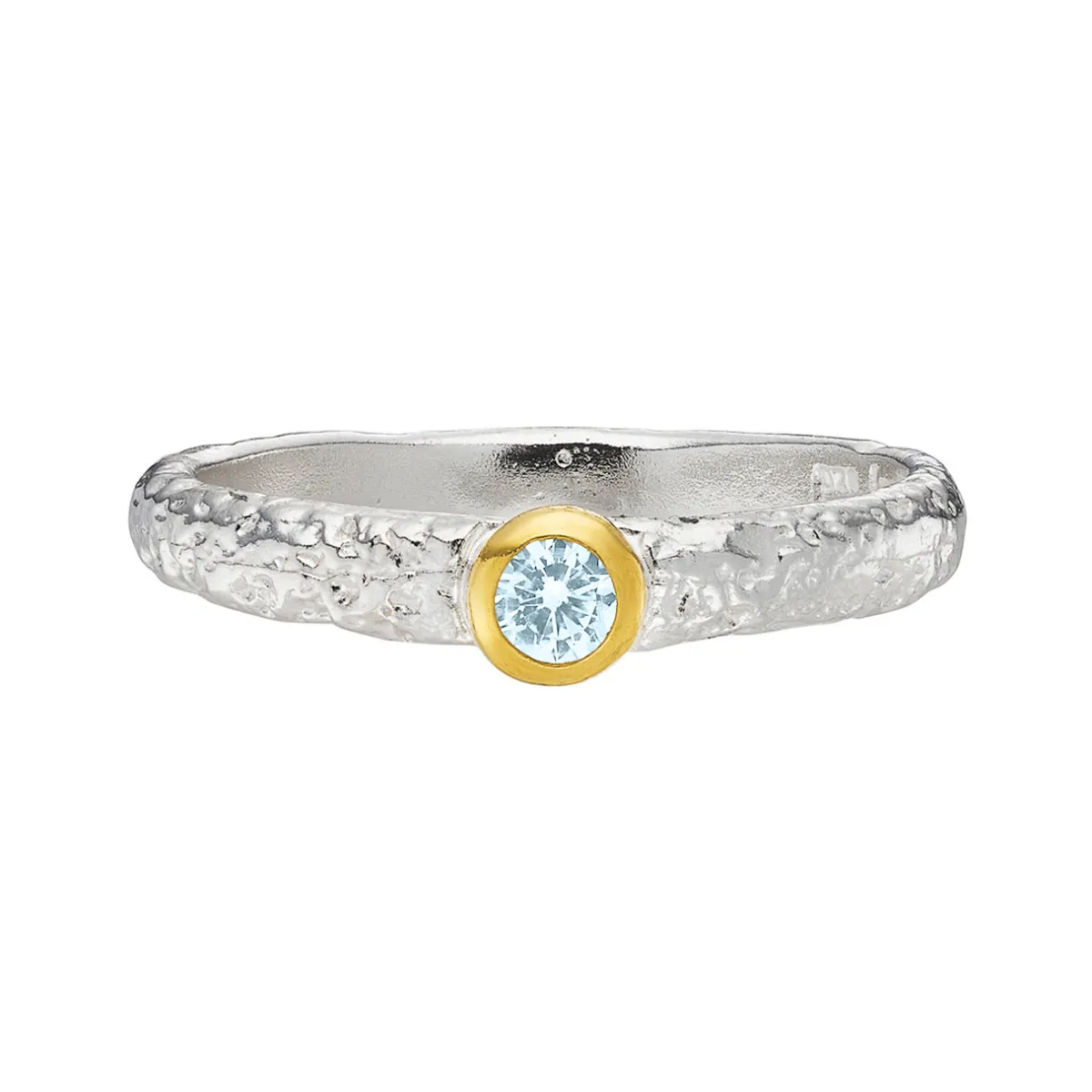 Tomfoolery Silver & Blue Topaz Textured Ring New