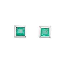 Tomfoolery Silver & Emerald Square Studs Outlet