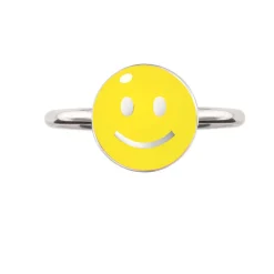 Tomfoolery Silver & Enamel Yellow ‘Smile’ Ring Discount