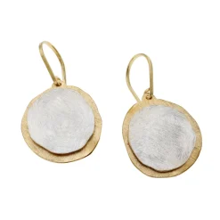 Tomfoolery Silver & Gold Double Circle Drop Earrings Best