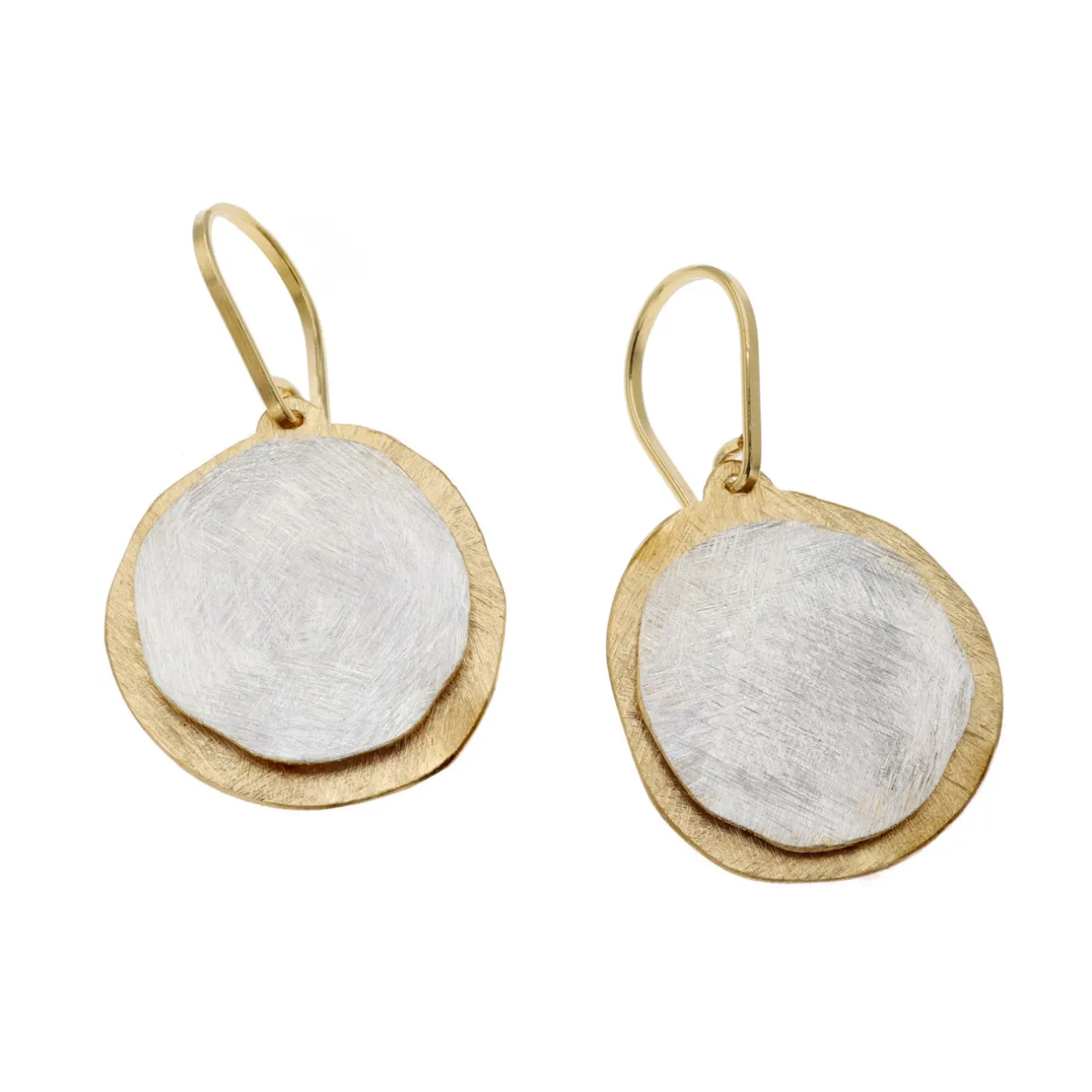 Tomfoolery Silver & Gold Double Circle Drop Earrings Best