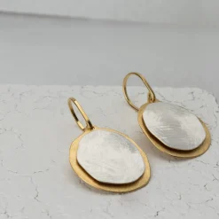 Tomfoolery Silver & Gold Double Circle Drop Earrings Best