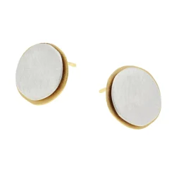 Tomfoolery Silver & Gold Double Disc Round Studs Hot