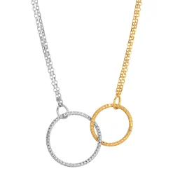 Tomfoolery Silver & Gold Duo Circle Necklace Discount