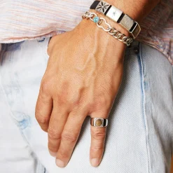 Tomfoolery Silver & Gold Geometric Signet Ring Online