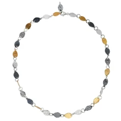 Tomfoolery Silver & Gold Oval Link Collar Necklace New