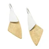 Tomfoolery Silver & Gold Plated Double Triangle Drop Earrings Outlet