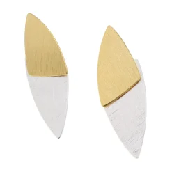 Tomfoolery Silver & Gold Plated Double Triangle Earrings Online