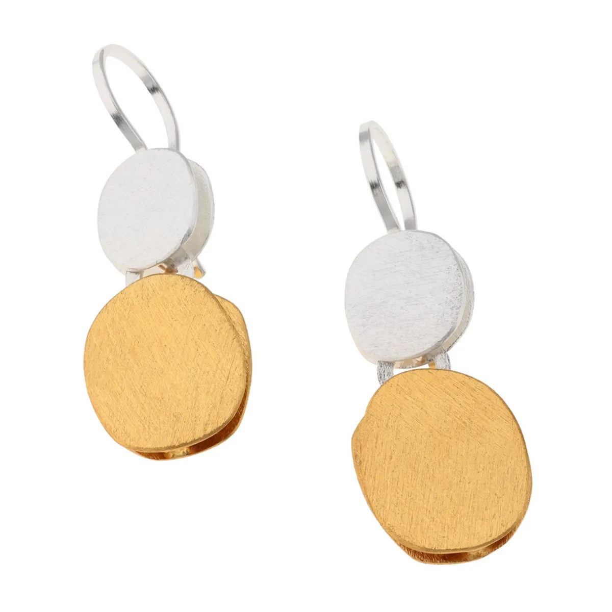 Tomfoolery Silver & Gold Plated Double Oval Drop Earrings Fashion