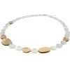 Tomfoolery Silver & Gold Plated Textured Pebble Necklace New