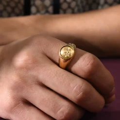 Tomfoolery Silver & Gold Small Moonface Signet Ring New