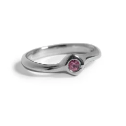 Tomfoolery Silver & Pink Sapphire Curved Sugar Ring Outlet