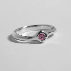 Tomfoolery Silver & Pink Sapphire Curved Sugar Ring Outlet