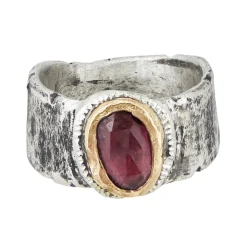 Tomfoolery Silver & Pink Tourmaline Wide Band Ring Sale