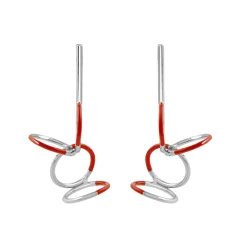 Tomfoolery Silver & Red Circle Butterfly Earrings Outlet