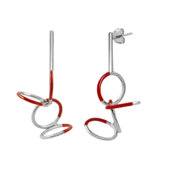Tomfoolery Silver & Red Circle Butterfly Earrings Outlet