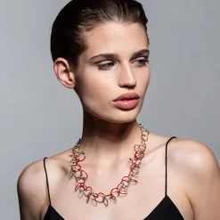 Tomfoolery Silver & Red Circle Butterfly Necklace Online