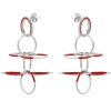 Tomfoolery Silver & Red Circle Fluttering Wings Earrings Discount