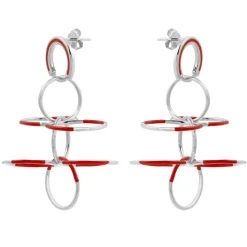 Tomfoolery Silver & Red Circle Fluttering Wings Earrings Discount