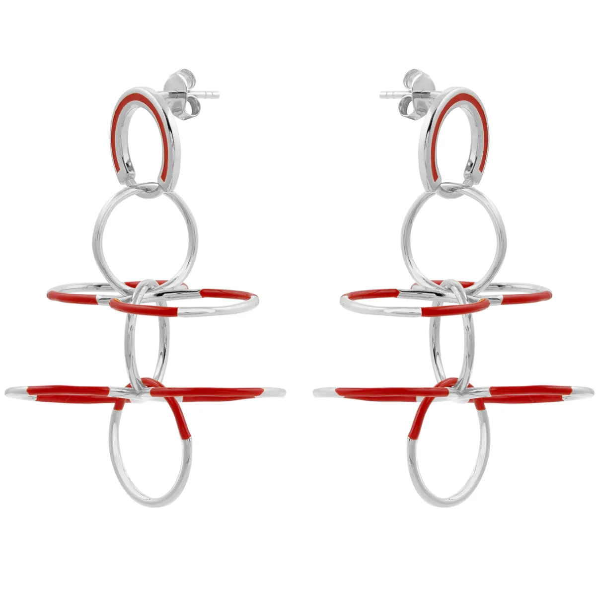 Tomfoolery Silver & Red Circle Fluttering Wings Earrings Discount