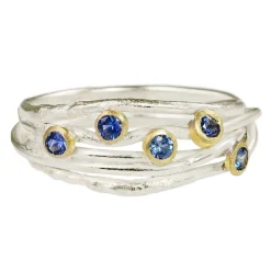 Tomfoolery Silver & Sapphire Open Wrap Ring Fashion