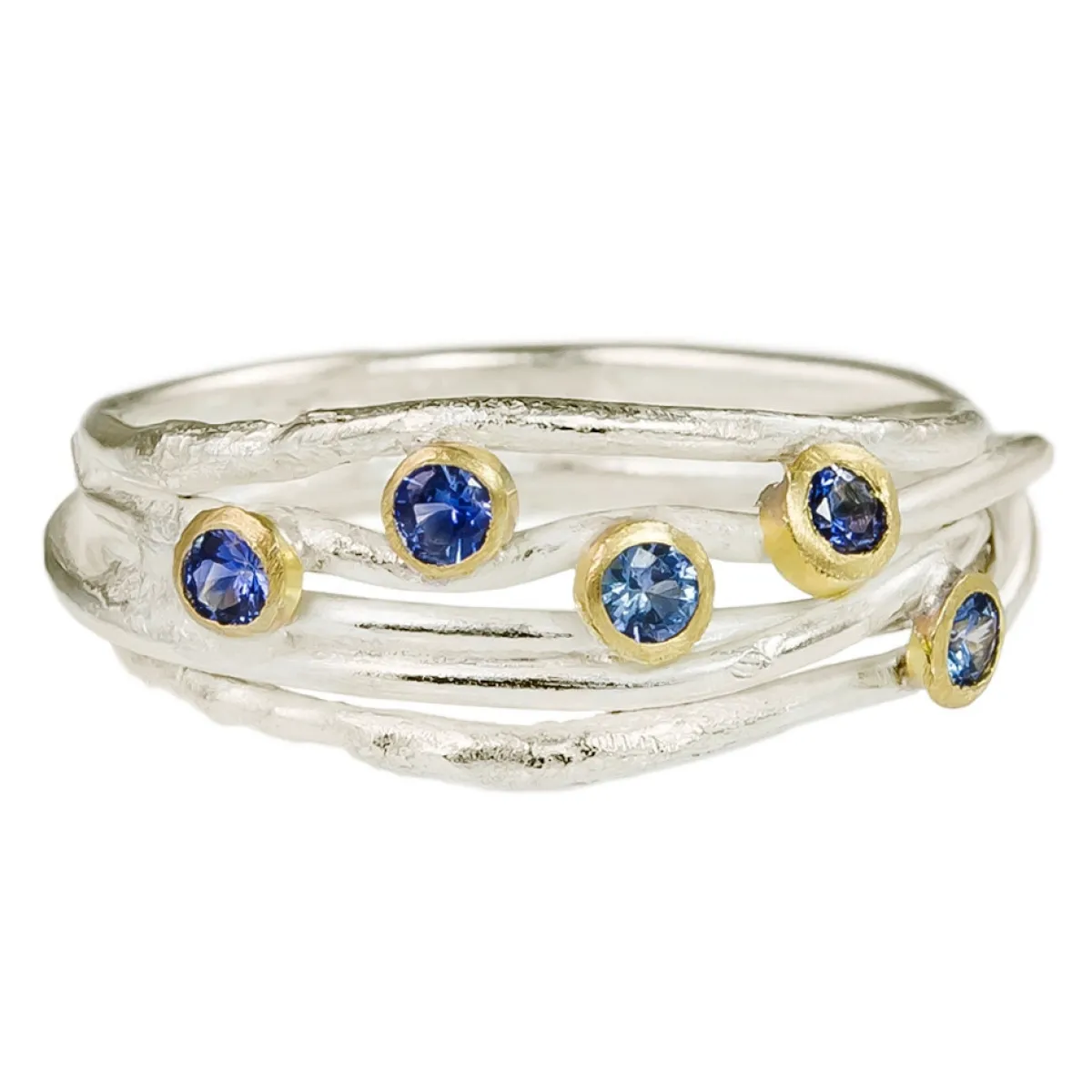 Tomfoolery Silver & Sapphire Open Wrap Ring Fashion