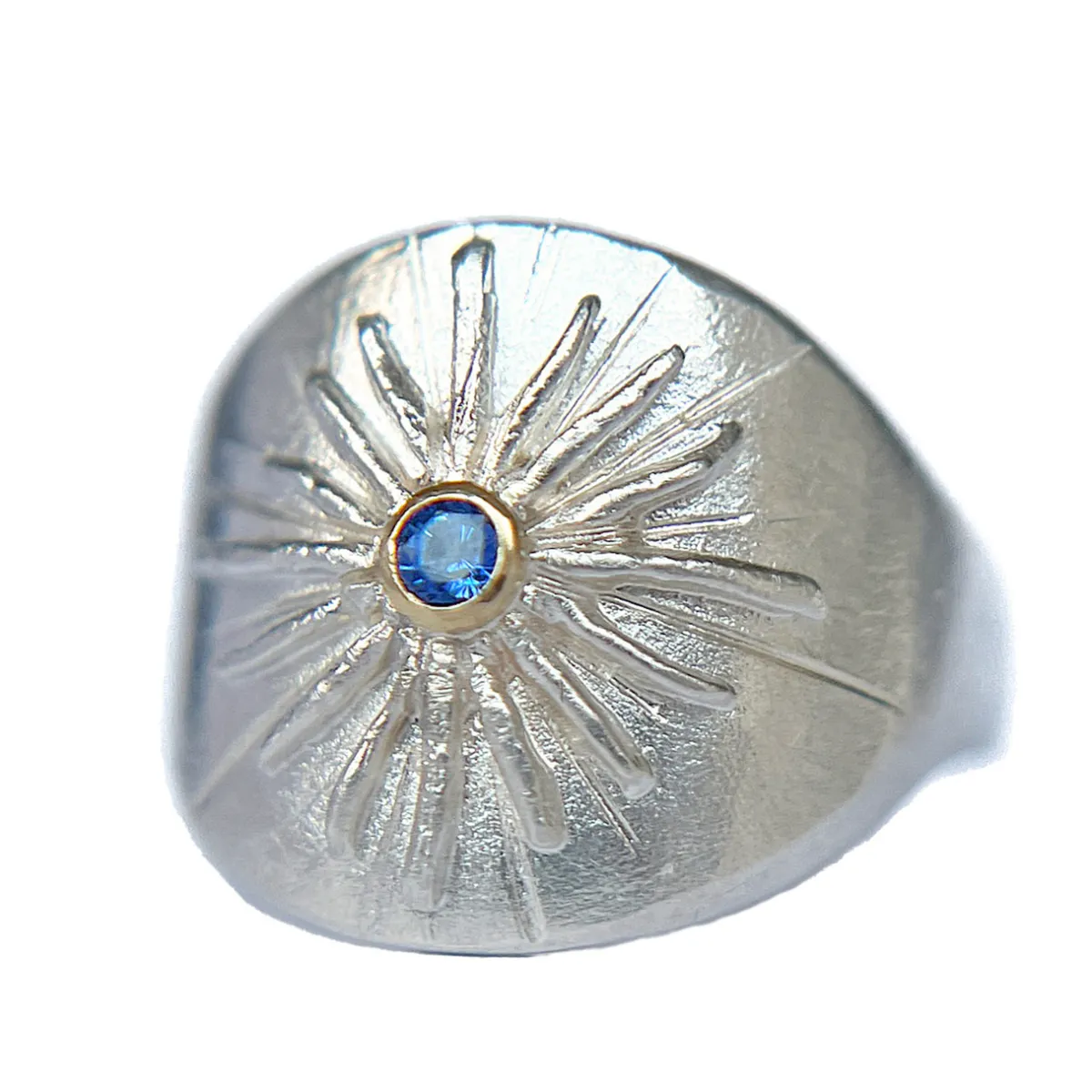 Tomfoolery Silver & Sapphire Shield Signet Ring Online