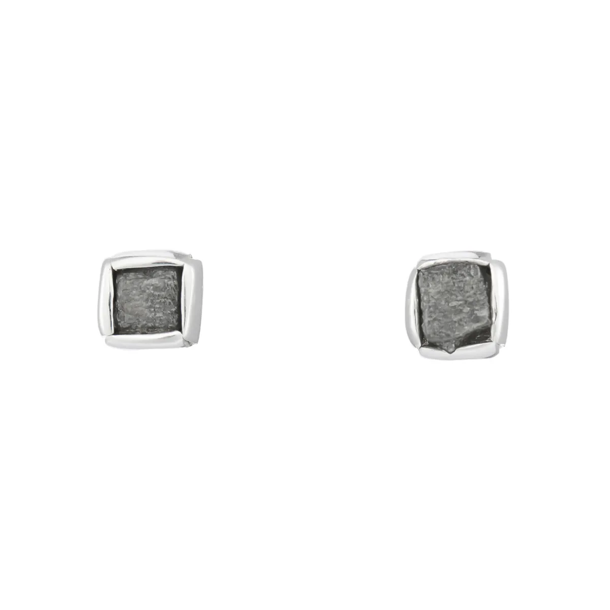 Tomfoolery Silver & Square Rough Diamond Studs Clearance