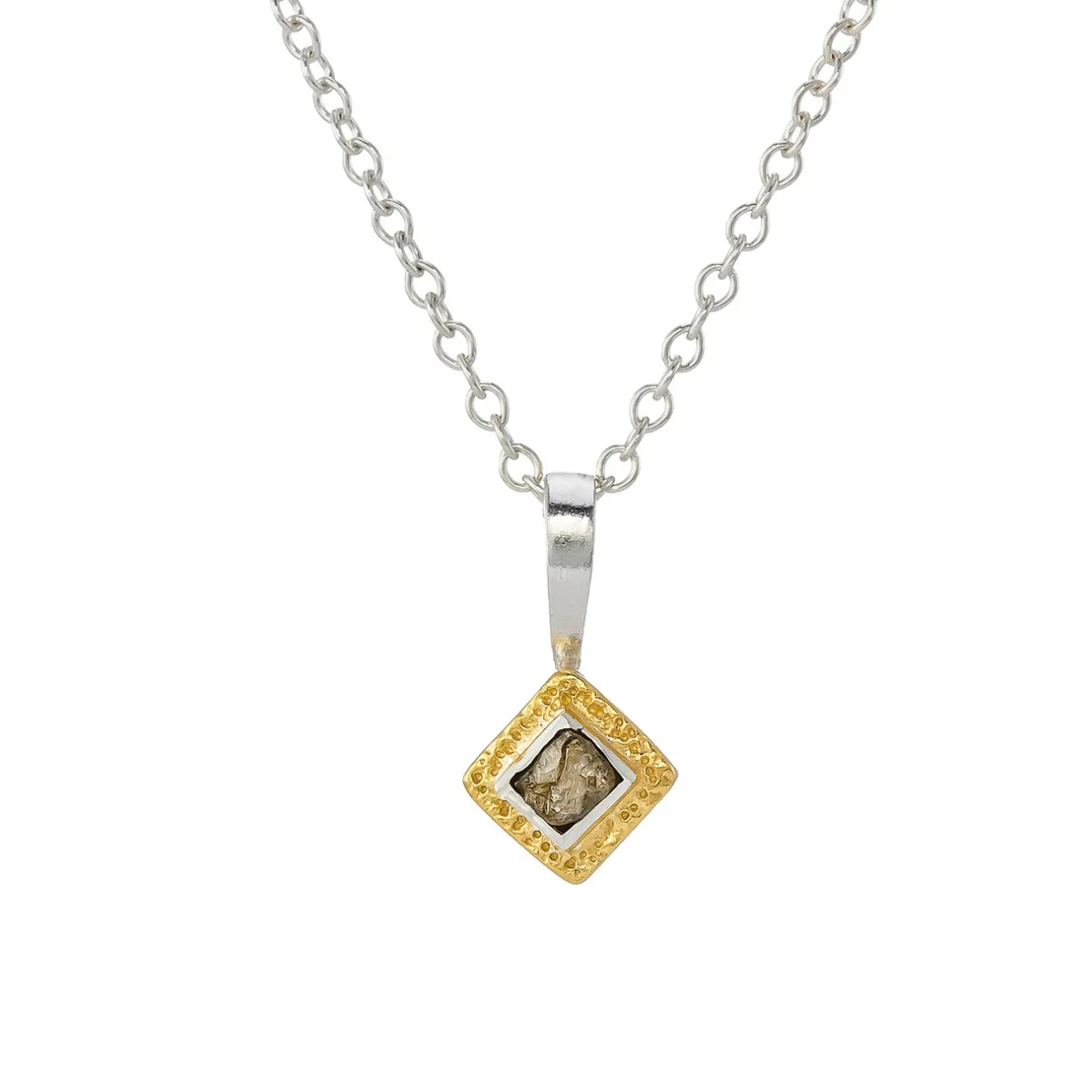 Tomfoolery Silver & Square Rough Diamond Pendant Best