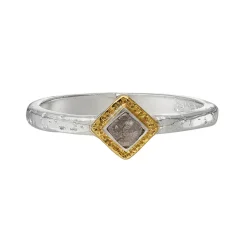 Tomfoolery Silver & Square Rough Diamond Ring Best