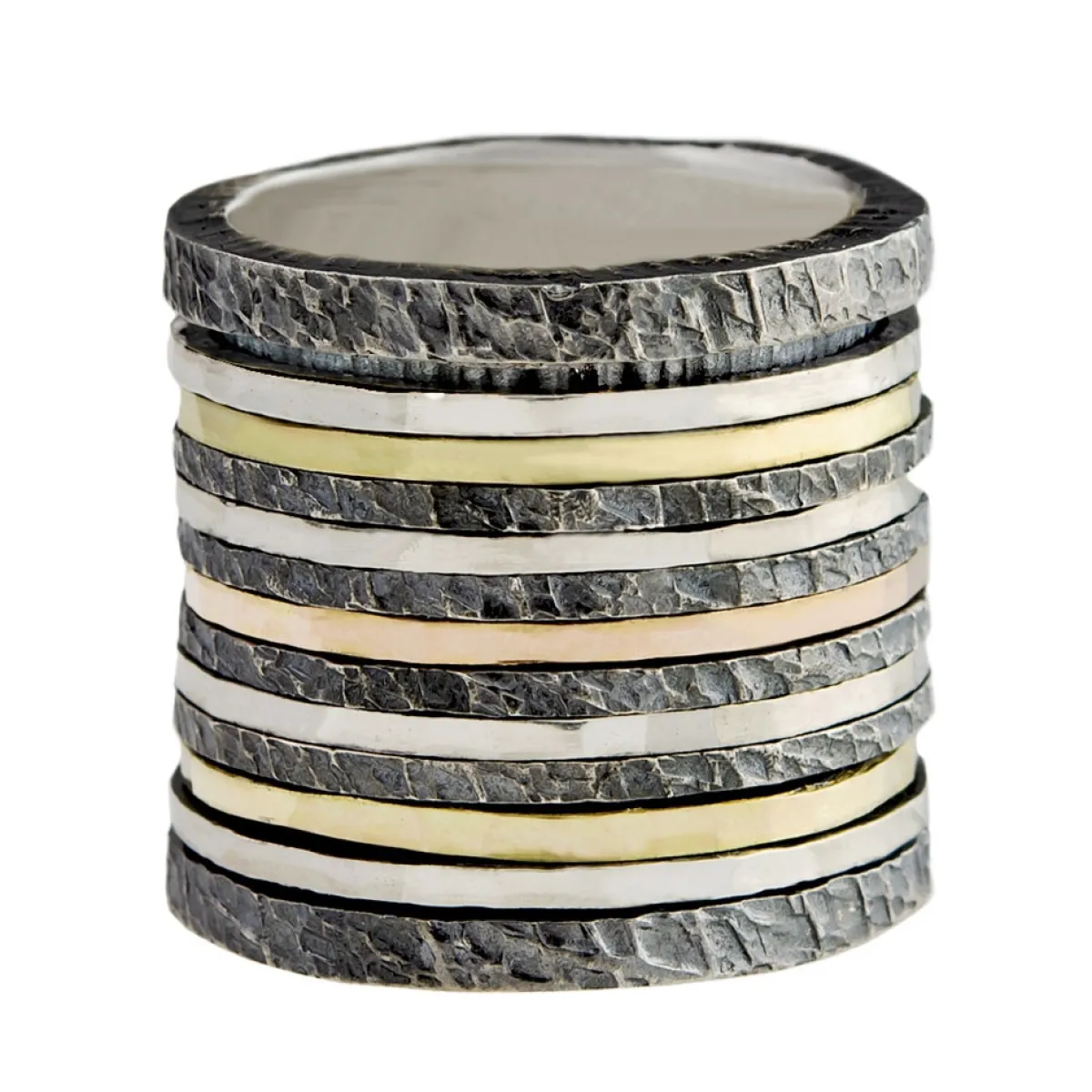Tomfoolery SIlver and Gold Tall Spinning Ring Hot