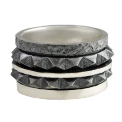 Tomfoolery Silver and Oxidised Silver Spinke Spinning Ring 1 Hot