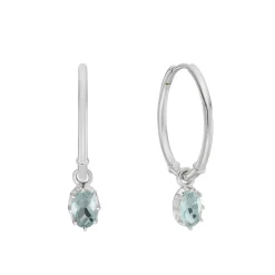 Tomfoolery Silver Aquamarine Drop Hoop Earrings Sale