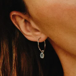 Tomfoolery Silver Aquamarine Drop Hoop Earrings Sale