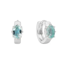 Tomfoolery Silver Aquamarine Huggie Hoops Online