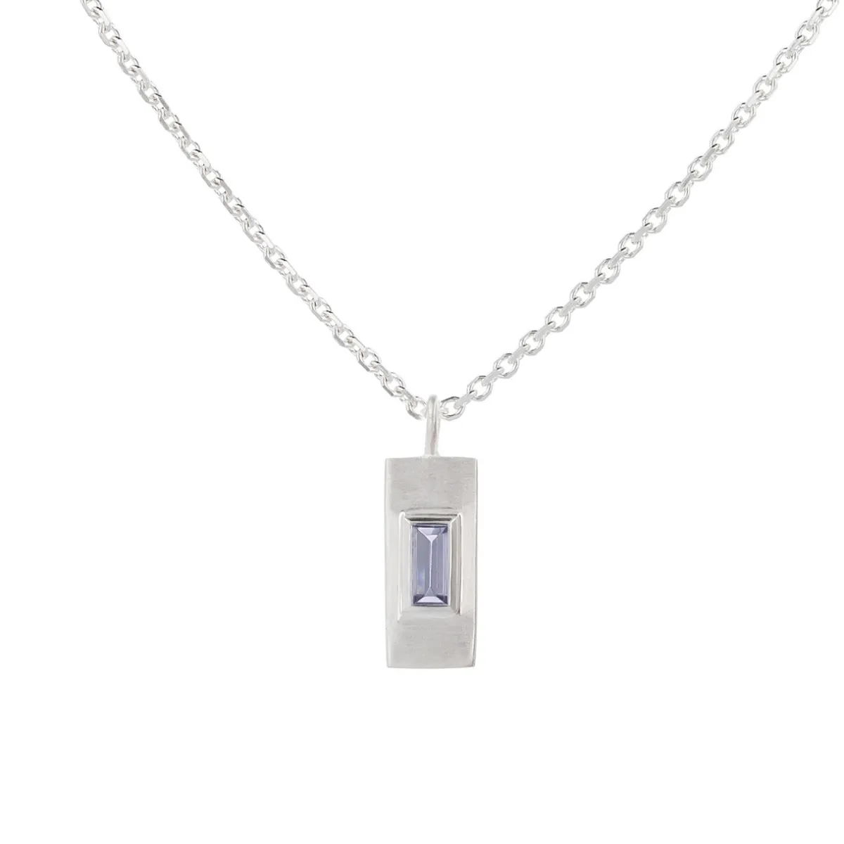Tomfoolery Silver Baguette Cut Gemstone Pendant Fashion