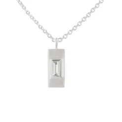 Tomfoolery Silver Baguette Cut Gemstone Pendant Fashion