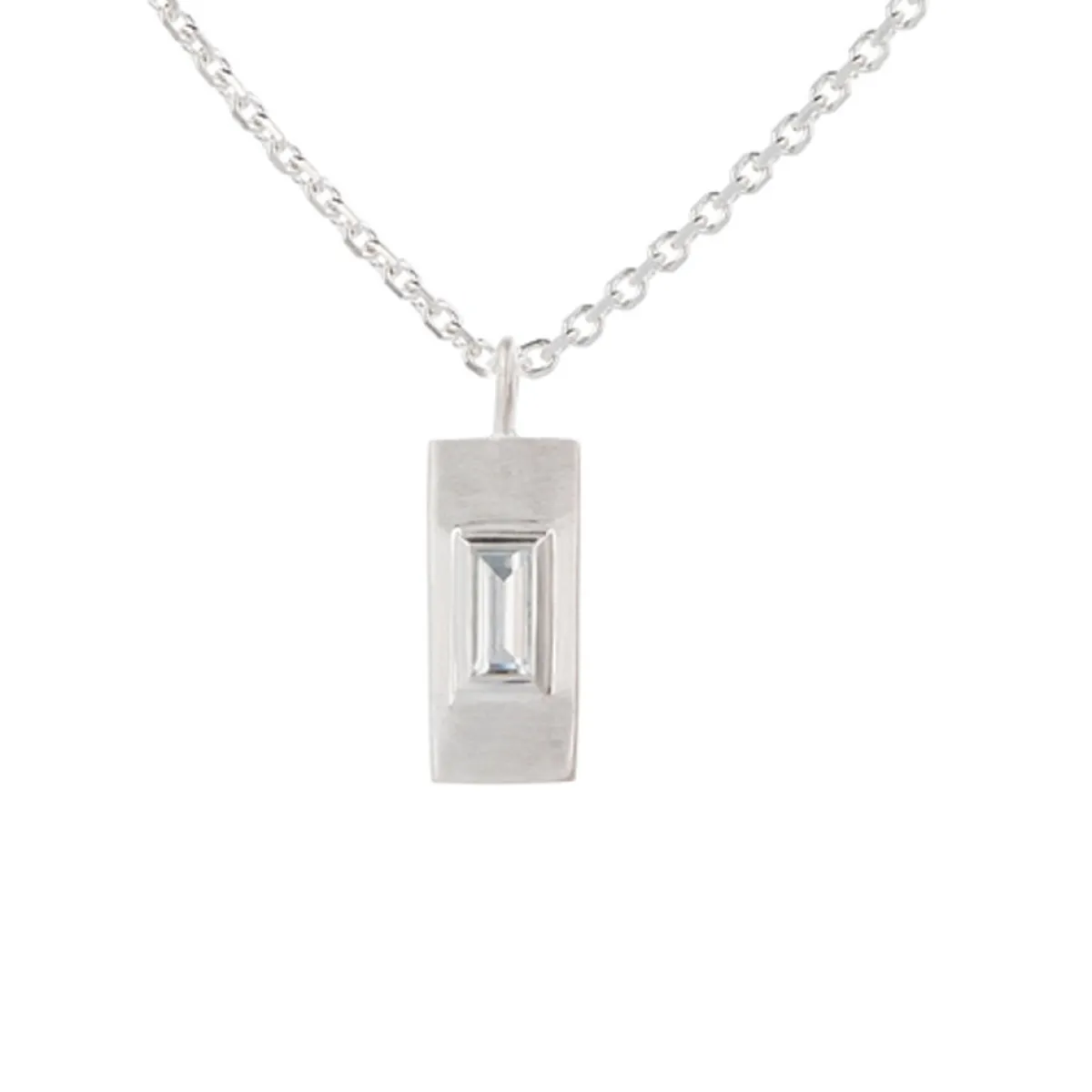Tomfoolery Silver Baguette Cut Gemstone Pendant Fashion