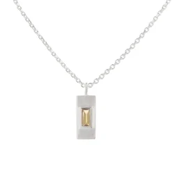 Tomfoolery Silver Baguette Cut Gemstone Pendant Fashion