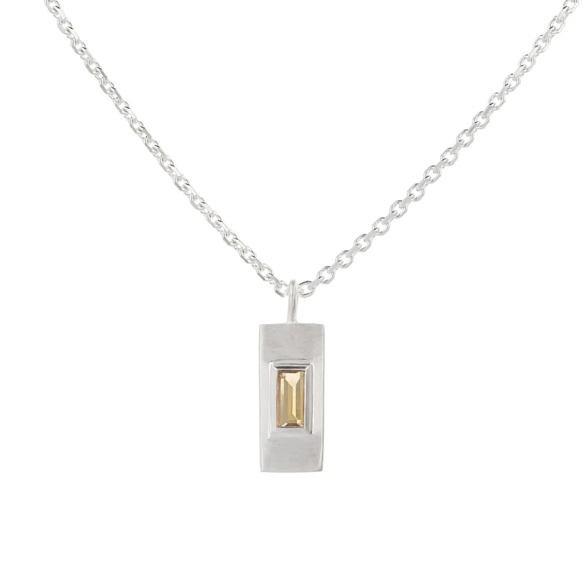 Tomfoolery Silver Baguette Cut Gemstone Pendant Fashion